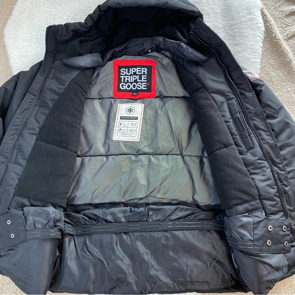 Super Triple Goose Men's Ski Parka Faux Down-Fill Jacket, Black, Size L - Picture 6 of 16